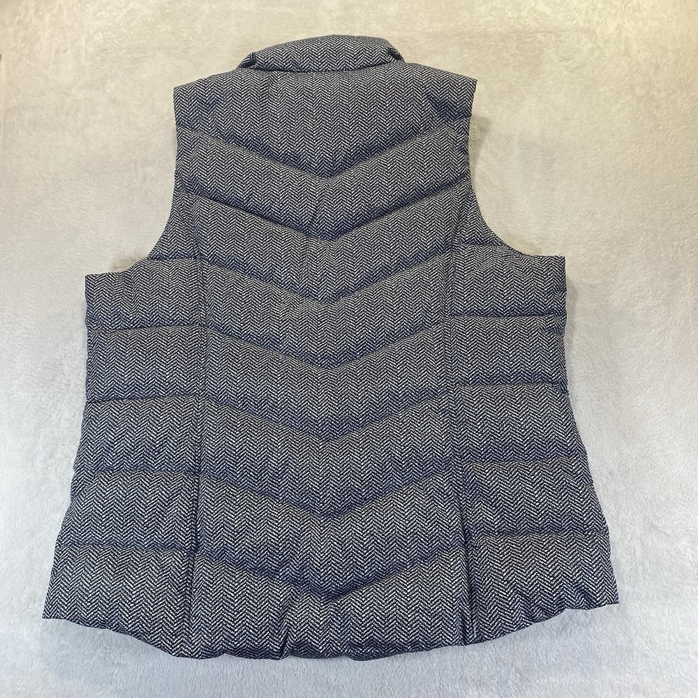 Lands End Womens L Tall Down Puffer Vest Black White Herringbone Zip Front - Picture 5 of 8